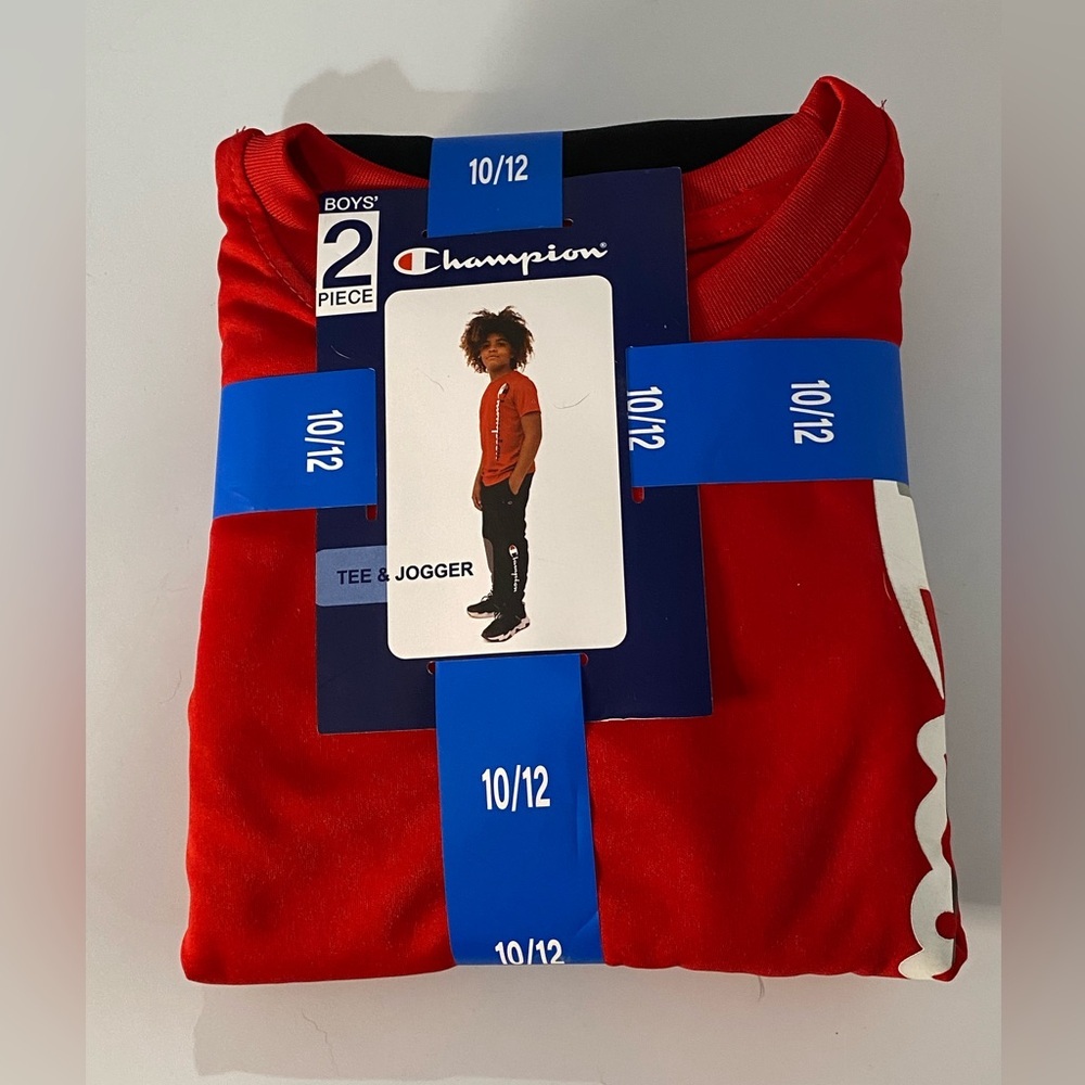 Champion Red Tee and Jogger Set for Boys
